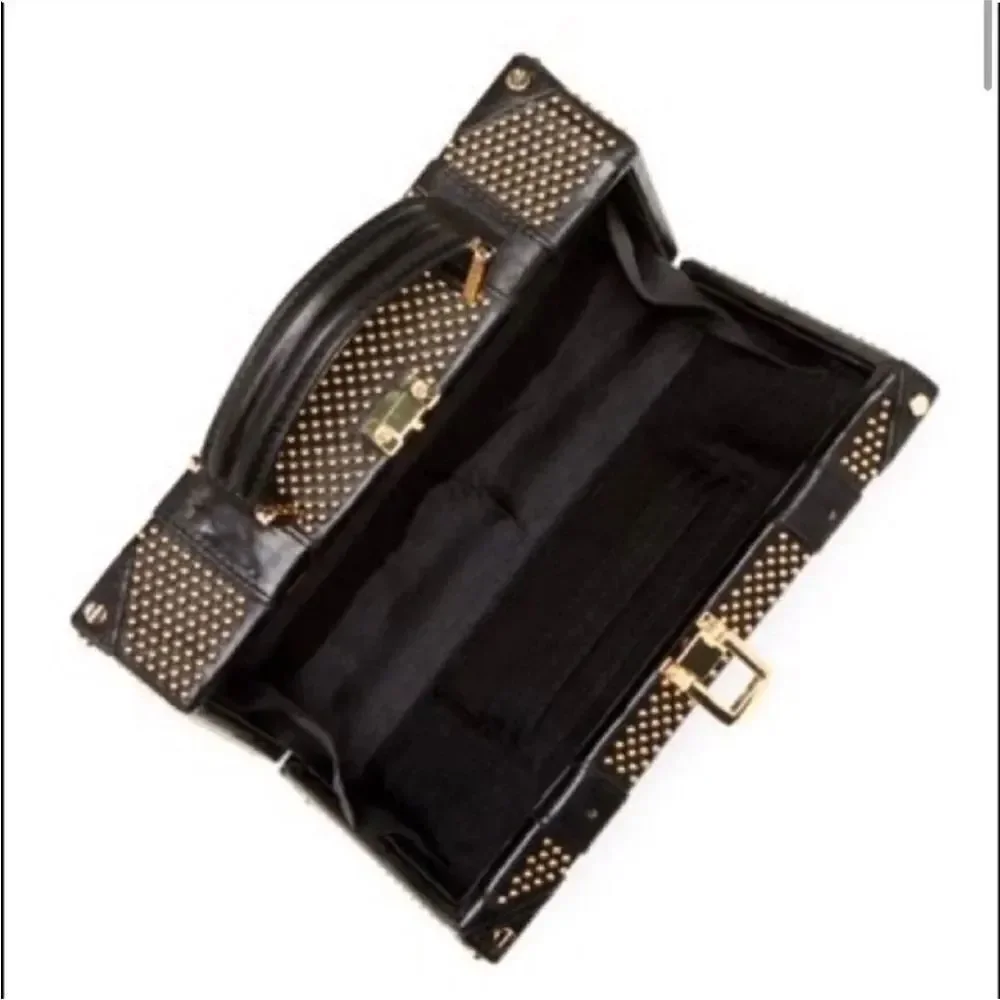 NEW Alice + Olivia Gold Studded Trunk Clutch